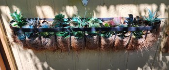 #2 Hanging Flower Basket Black Metal With Assortment Of Faux Succulent Selections