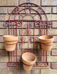 Vintage Red Metal Outdoor Flower Pot Organizer Display