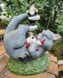 Cat Wrestling With Knome Garden Lawn Decor Figure