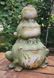 Triple Stacked Frog Lawn Garden Decor Figure Ceramic