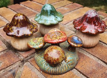 Assortment Of Ceramic Mushroom Decor Figures