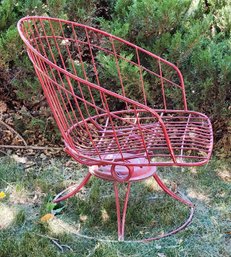 Red MID CENTURY SALTERINI Style Clam Shell OUTDOOR PATIO CHAIR