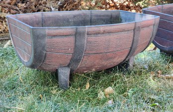 (2) Plastic Lawn And Garden Barrel Cask Style Planters