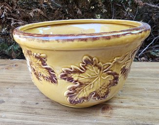 Vintage Ceramic Flower Pot Leaf Motif