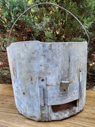 Antique Primitive Clay And Metal Lined Stove Lawn And Garden Decor