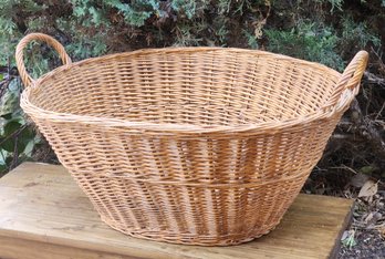 Large Woven Wicker Rataan Basket With Handles