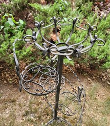 Vintage Black Metal Staircase Style Garden Lawn Yard Plant Display