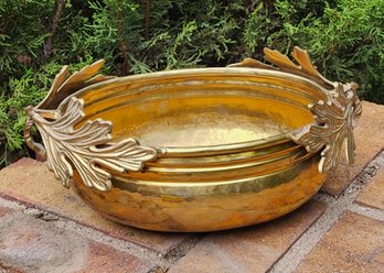 Vintage Brass With Leaf Side Accent Bowl Vessel