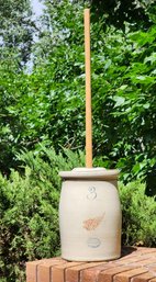 Vintage REDWING #3 Butter Churn Crock With Original Wooden Plung And Lid