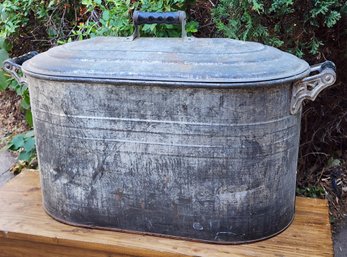 Vintage Large Metal Boiler Pan With Lid