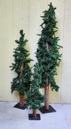 (3) Metal Base Christmas Trees Graduated Set