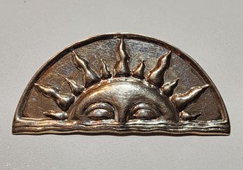 #JB15 Vintage Sterling Silver SUN Themed Brooch Pin