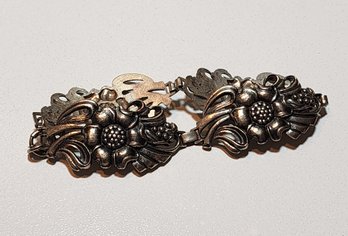 #JB21 Vintage Sterling Silver Flower Theme Bracelet Jewelry