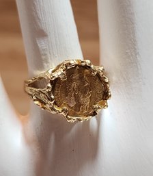 #JB23 14K 1865 Mexican Gold Coin Ring