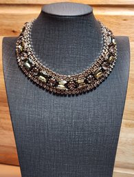 #JB32 Beautiful Vintage Bib Style Ladies Rhinestone Necklace