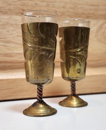 #JB54 Vintage Brass Shell Shot Glass Set