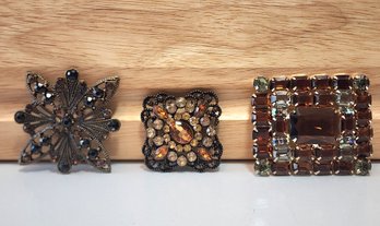 #JB55 Assortment Of (3) Stunning Brooch Pin Selections