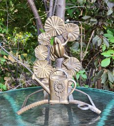 Brass Frog And Garden Theme Metal Water Hose Organizer