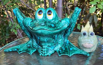 Frog Theme Ceramic Lawn Garden Decor - Planter And Sculpture