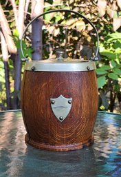 Vintage Wood And Nickel Plated Sliver Ice Bucket With Matches Inside