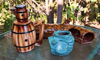 (3) Vintage Ceramic Flower Pot Display Vessels