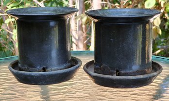 (2) Dark Tone Matching Ceramic Flower Plant Containers