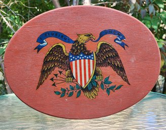 Vintage American Bald Eagle E PLURIBUS UNIM Patriotic AMERICA Red Wooden Stool