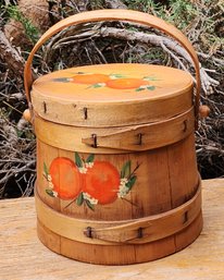 Antique Wood Wooden Firkin Sugar Bucket Orange Theme