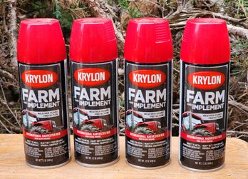 (4) Cans Of KRYLON Red Farm Implement Spray Paint