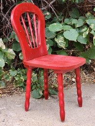 Vintage Red Paint Wooden Children's Chair