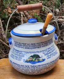 Vintage Large Stoneware Kentucky Recipe Theme Cookware Pan With (4) Bowls