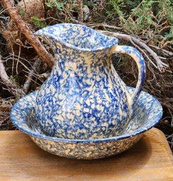 Vintage ROSEVILLE Pottery Pitcher And Bowl Combo