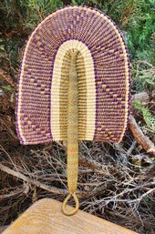 Vintage African Hand Woven Reed Fan