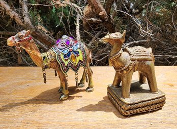 (2) Metal Camel Decor Figures