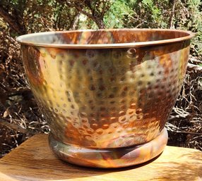 Large Copper Rainbow Tone Hammered Flower Planter