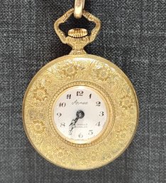 #JB196 Vintage 1/20 12k GF Watch Fob With Working ARMEX 17 Jewel Incabloc Pendant Watch