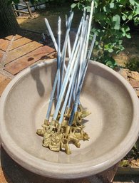 Assortment Of Vintage Skewer Sticks With Stoneware Ceramic Bowl