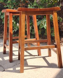 (2) Wooden Stools