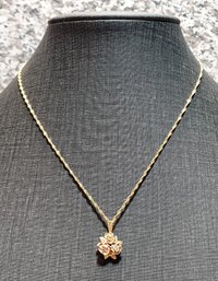 JB300 Vintage 14k Yellow Gold Necklace With 10k Gold Floral Pendant