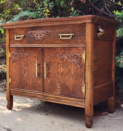 Antique Oak Sideboard Cabinet Storage