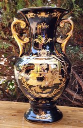 Vintage Black And Gold Decorative Vase Made In China