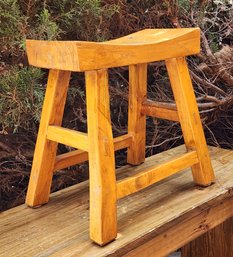 Vintage Curved Top Wooden Foot Stool