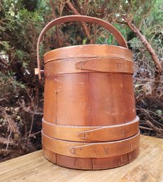 Vintage Wooden Firkin Style Sewing Basket Organizer