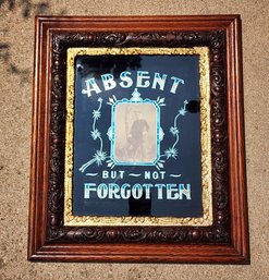 Extremely Rare Antique ABSENT BUT NOT FORGOTTEN Memorial Framed Photo Wall Hanging