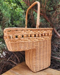 Vintage Woven Wicker Staircase Basket