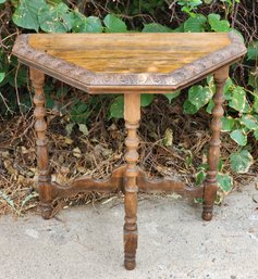 Vintage Half Moon Carved Edge Wooden Side Table