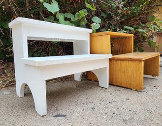 (2) Vintage Wooden Step Ladder Selections