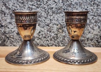 (2) Vintage Sterling Silver WEIGHTED Candlestick Holders