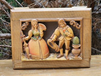 Vintage Carved Wood Music Style Trinket Box