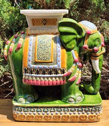 Gorgeous Large Colorful Elephant HEAVY Ceramic Plant Stand Home Outdoor/Indoor Decor